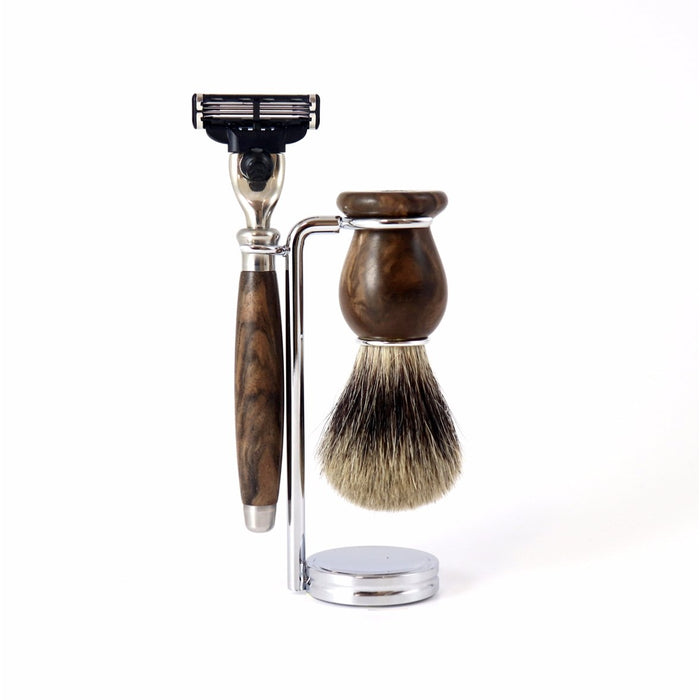 Gentleman Barbier Set de Rasage Mach3® en Ronce de Noyer - POMGO